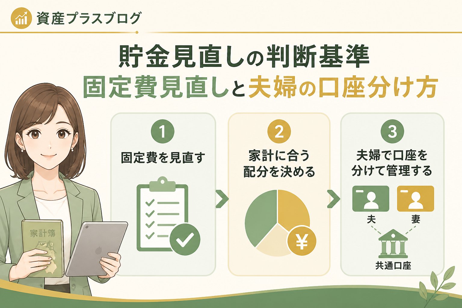 家計管理 貯金見直しの判断基準｜固定費見直しと夫婦の口座分け方