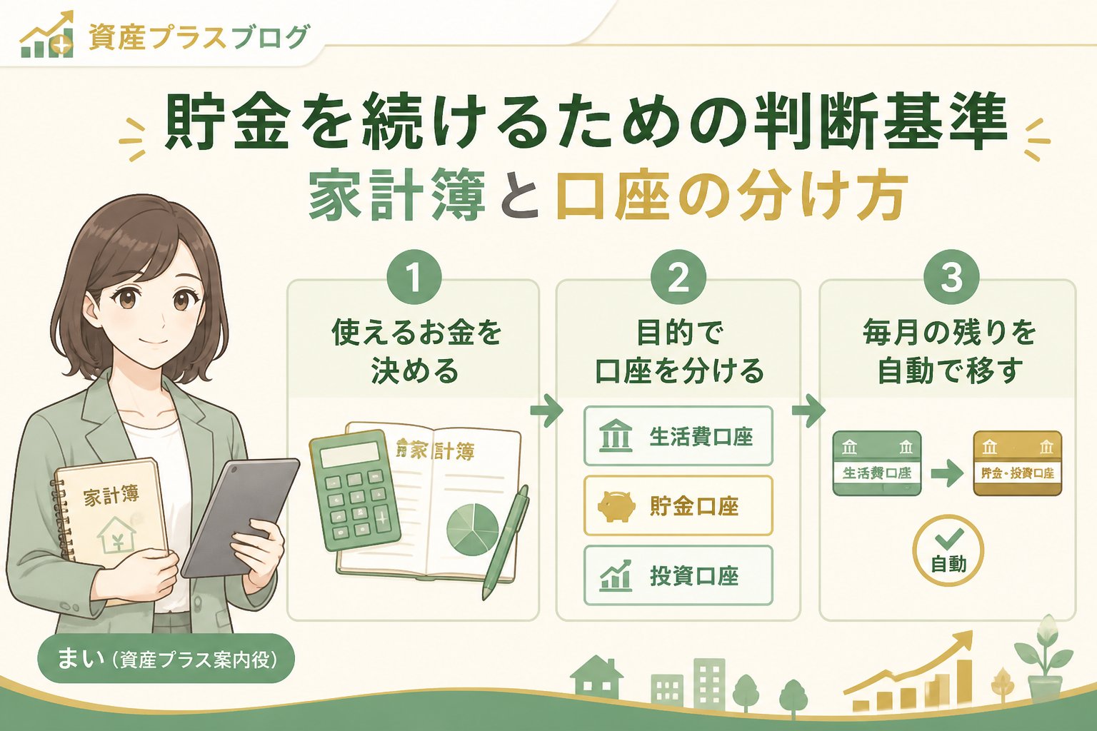 家計管理 貯金を続けるための判断基準：家計簿と口座の分け方
