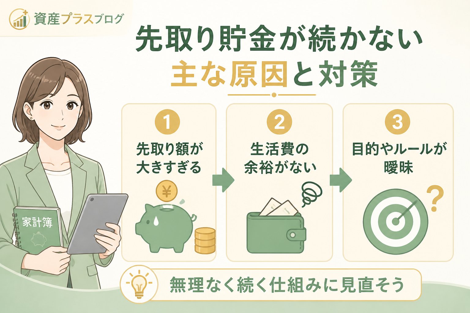 家計管理 先取り貯金が続かない主な原因と対策