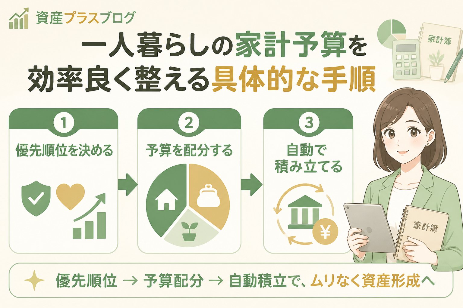 資産形成 一人暮らしの家計予算を効率良く整える具体的な手順