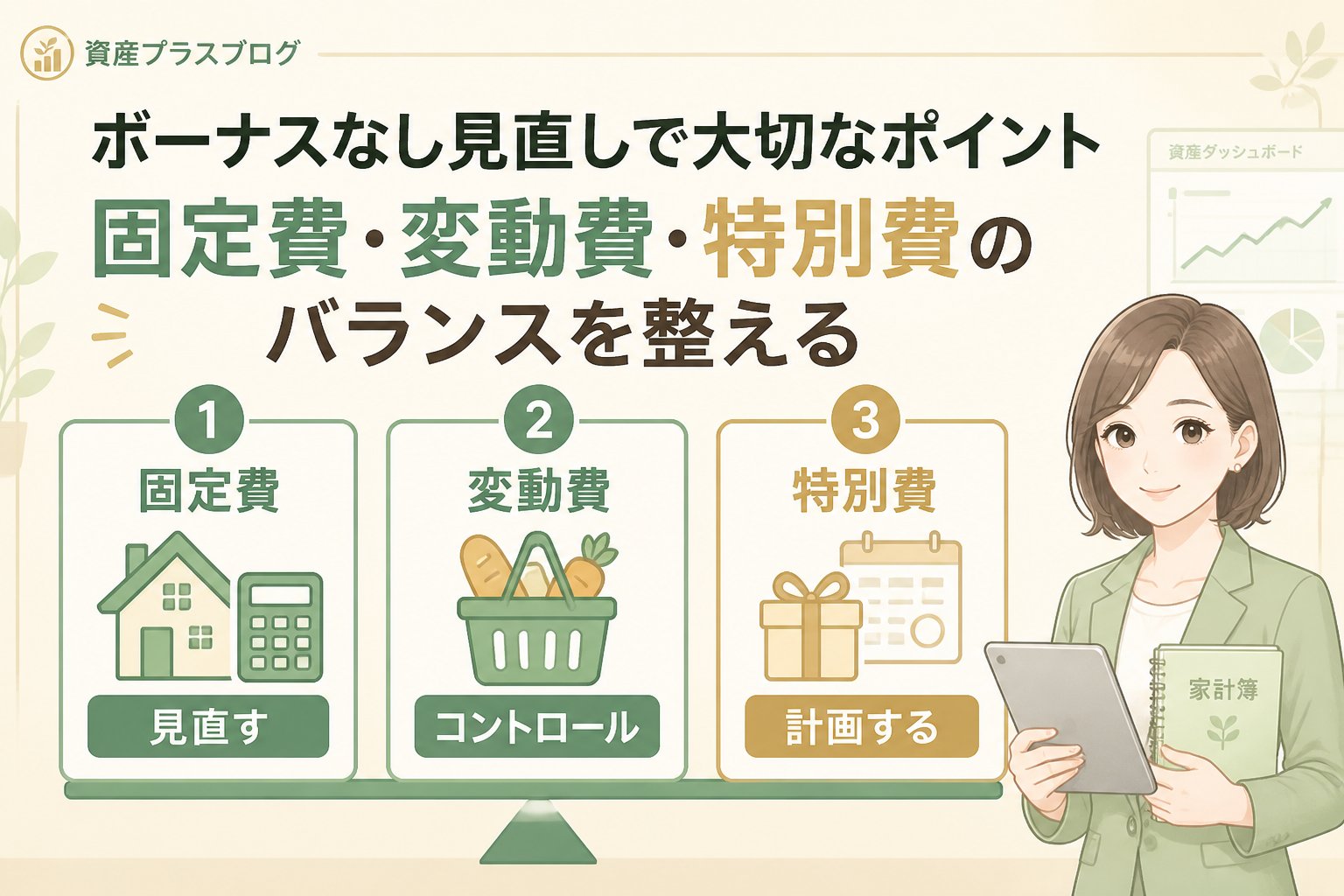 家計管理 家計簿ボーナスなし見直しで大切なポイント：固定費・変動費・特別費のバランスを整える