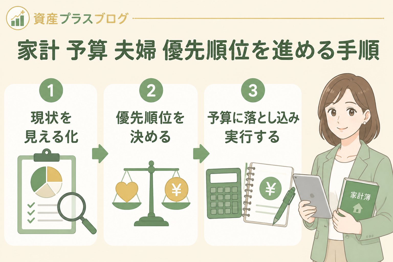 夫婦で家計の予算と優先順位を確認する