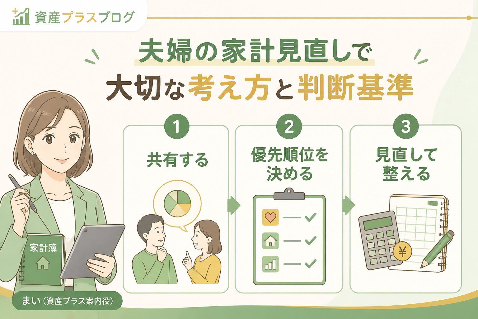夫婦で家計の見直しと優先順位を話し合う